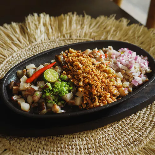 A shot of Sarsa's three-way-sisig for Micheline Guide